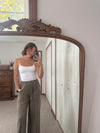 Mocha Terry Wide Leg Pant
