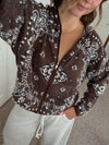 Chocolate Bandana Zipper Cardigan